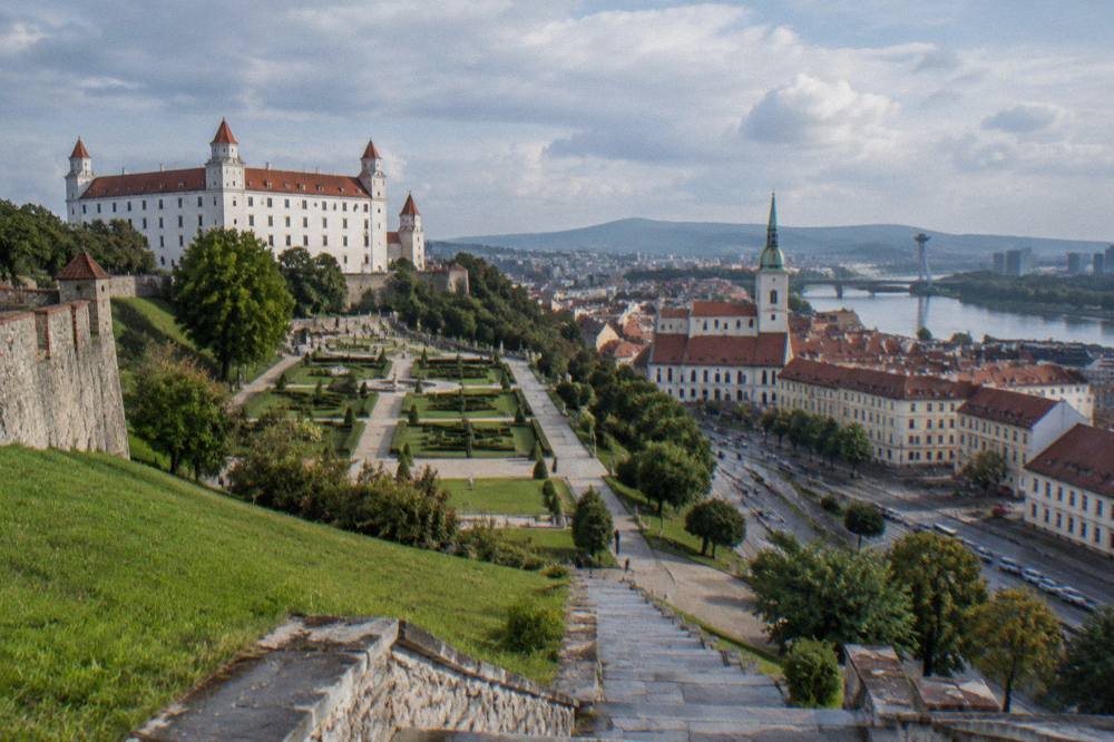 The symmetric paths of the Baroque Garden behind Bratislava Castle