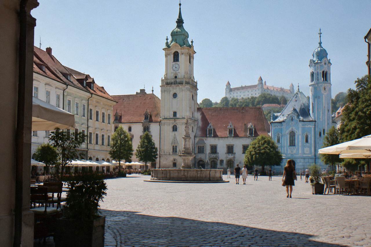 Blue Church, Bratislava, ordinary daylight