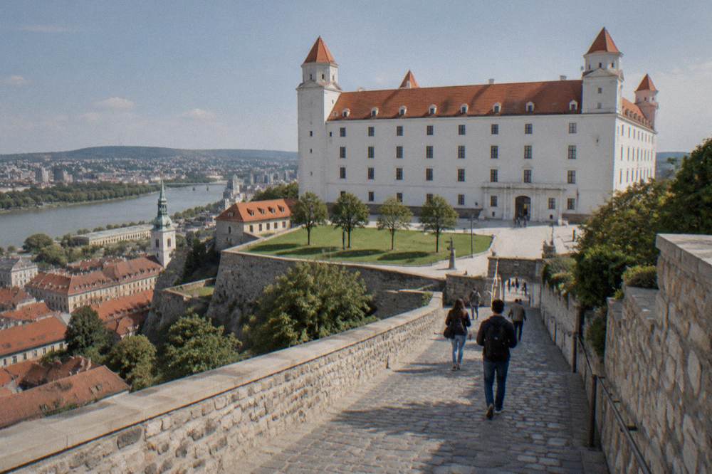 Castle on its hill in winter light, Bratislava