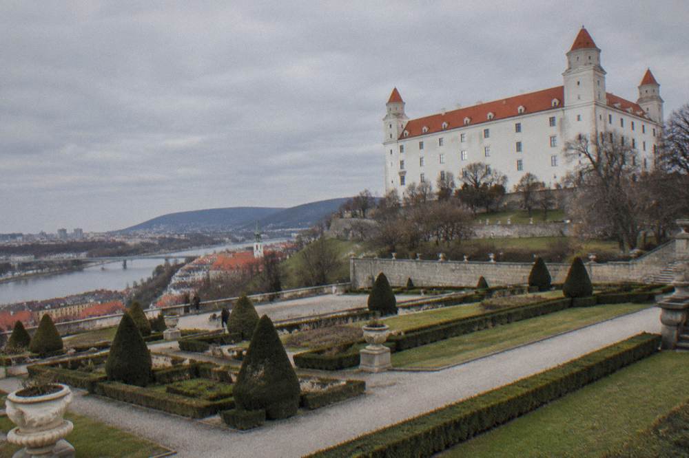 Rows of hedges and paths in the Baroque Garden at Bratislava Castle