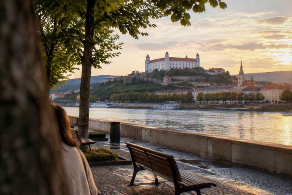 The symmetrical hedges of the Baroque Garden behind Bratislava Castle